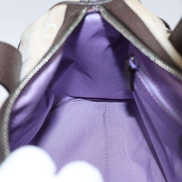 BVLGARI Hand Bag Canvas Beige Auth 109212