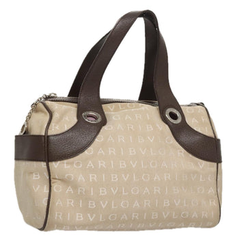 BVLGARI Hand Bag Canvas Beige Auth 109212