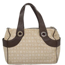 BVLGARI Hand Bag Canvas Beige Auth 109212-2
