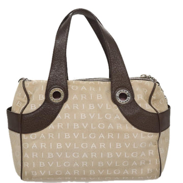 BVLGARI Hand Bag Canvas Beige Auth 109212 - 0