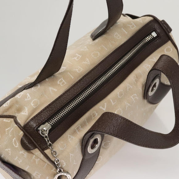 BVLGARI Hand Bag Canvas Beige Auth 109212
