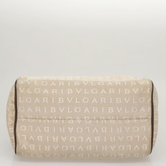 BVLGARI Hand Bag Canvas Beige Auth 109212