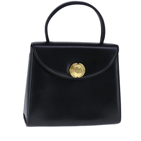 GIVENCHY Hand Bag Leather Black Gold Auth 109282
