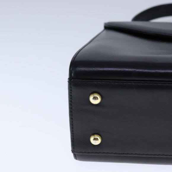 GIVENCHY Hand Bag Leather Black Gold Auth 109282