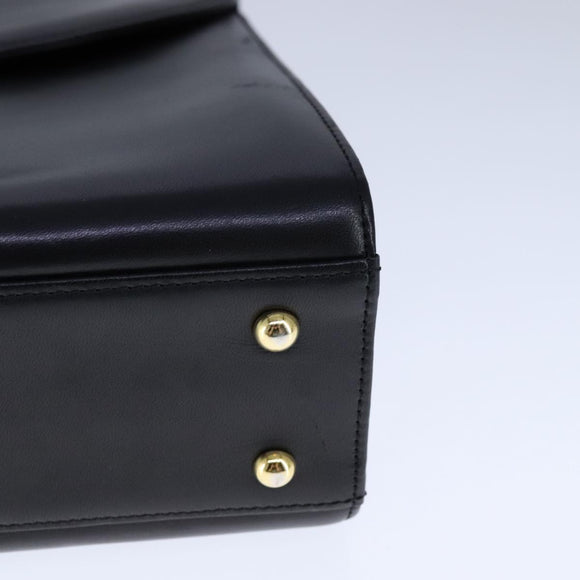 GIVENCHY Hand Bag Leather Black Gold Auth 109282