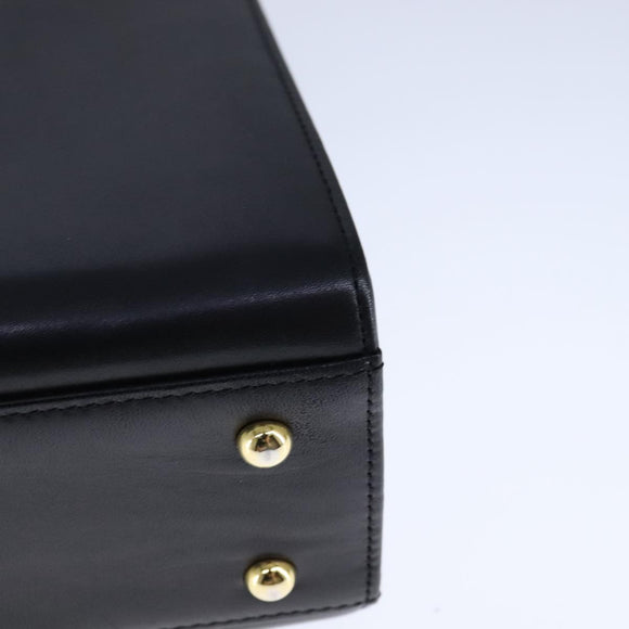 GIVENCHY Hand Bag Leather Black Gold Auth 109282