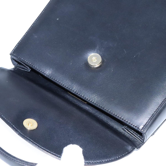 GIVENCHY Hand Bag Leather Black Gold Auth 109282