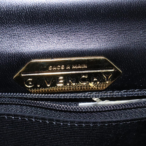 GIVENCHY Hand Bag Leather Black Gold Auth 109282