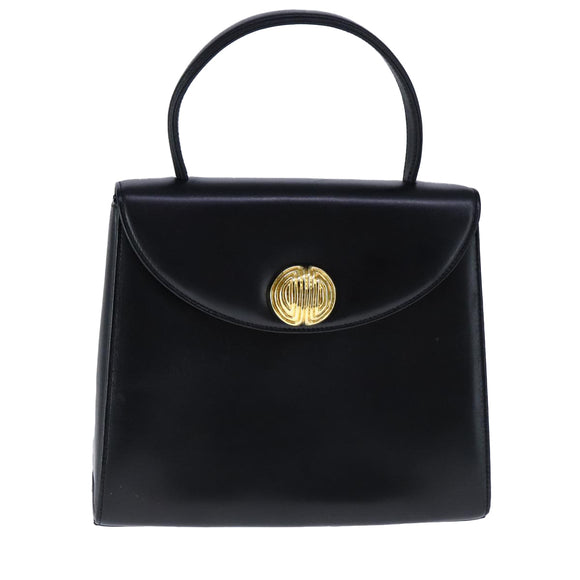 GIVENCHY Hand Bag Leather Black Gold Auth 109282