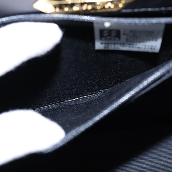 GIVENCHY Hand Bag Leather Black Gold Auth 109282