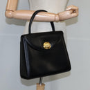 GIVENCHY Hand Bag Leather Black Gold Auth 109282-23