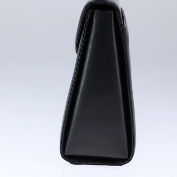 GIVENCHY Hand Bag Leather Black Gold Auth 109282