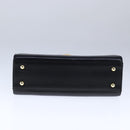 GIVENCHY Hand Bag Leather Black Gold Auth 109282-5