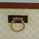CELINE Macadam Canvas Hand Bag PVC Leather White Gold Auth 109369-14