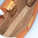 CELINE Macadam Canvas Hand Bag PVC Leather White Gold Auth 109369-20