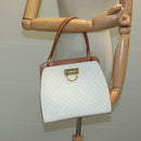 CELINE Macadam Canvas Hand Bag PVC Leather White Gold Auth 109369-23