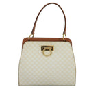 CELINE Macadam Canvas Hand Bag PVC Leather White Gold Auth 109369-2