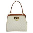CELINE Macadam Canvas Hand Bag PVC Leather White Gold Auth 109369-3