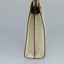 CELINE Macadam Canvas Hand Bag PVC Leather White Gold Auth 109369-4