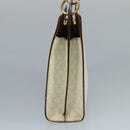 CELINE Macadam Canvas Hand Bag PVC Leather White Gold Auth 109369-5