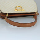 CELINE Macadam Canvas Hand Bag PVC Leather White Gold Auth 109369-7