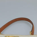 CELINE Macadam Canvas Hand Bag PVC Leather White Gold Auth 109369-8