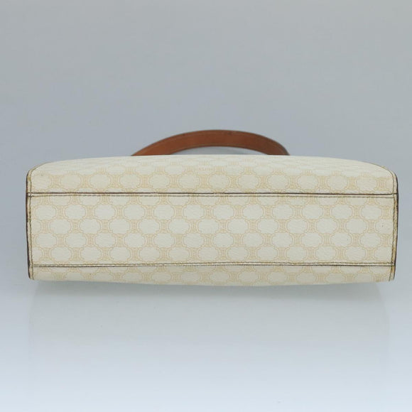 CELINE Macadam Canvas Hand Bag PVC Leather White Gold Auth 109369