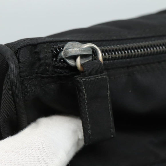 PRADA Shoulder Bag Nylon Black Silver Auth 109422