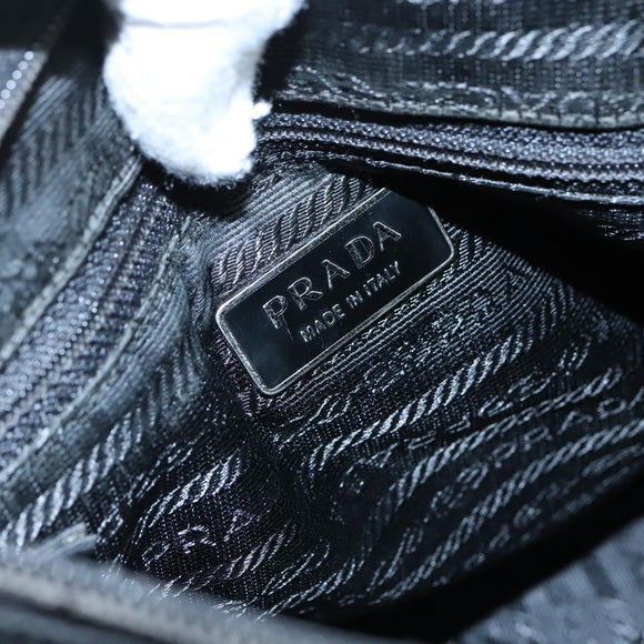 PRADA Shoulder Bag Nylon Black Silver Auth 109422