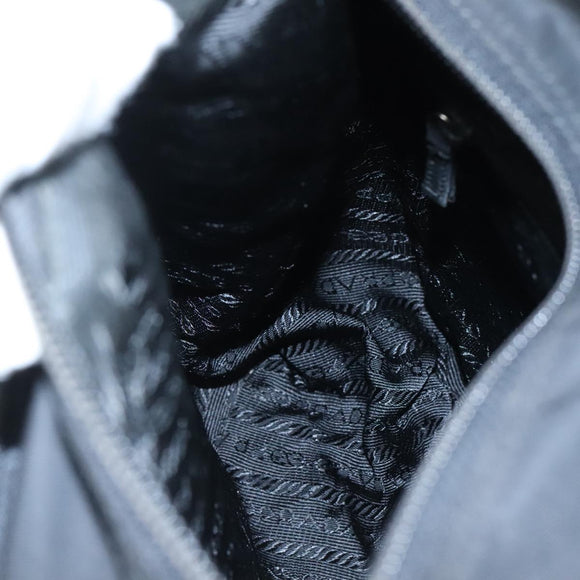 PRADA Shoulder Bag Nylon Black Silver Auth 109422