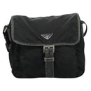 PRADA Shoulder Bag Nylon Black Silver Auth 109422-13