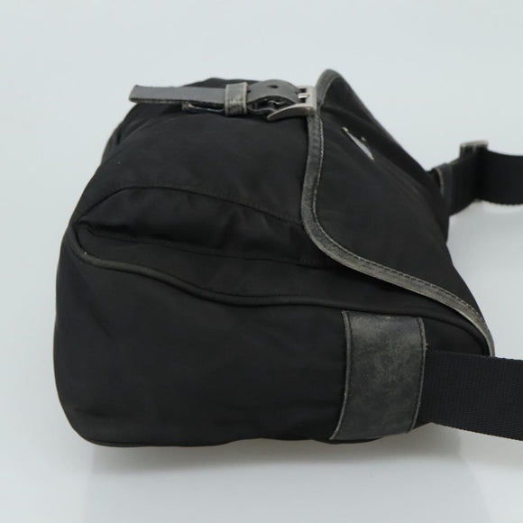 PRADA Shoulder Bag Nylon Black Silver Auth 109422