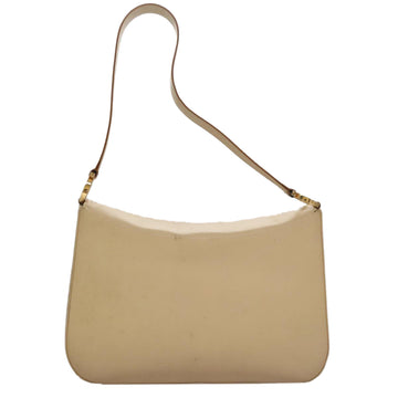 Salvatore Ferragamo Gancini Shoulder Bag Leather Beige Gold Auth 109481 - 0