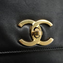 CHANEL COCO Mark Chain Shoulder Bag Lamb Skin Black Gold CC Auth 109490-14