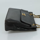 CHANEL COCO Mark Chain Shoulder Bag Lamb Skin Black Gold CC Auth 109490-4