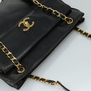 CHANEL COCO Mark Chain Shoulder Bag Lamb Skin Black Gold CC Auth 109490-6