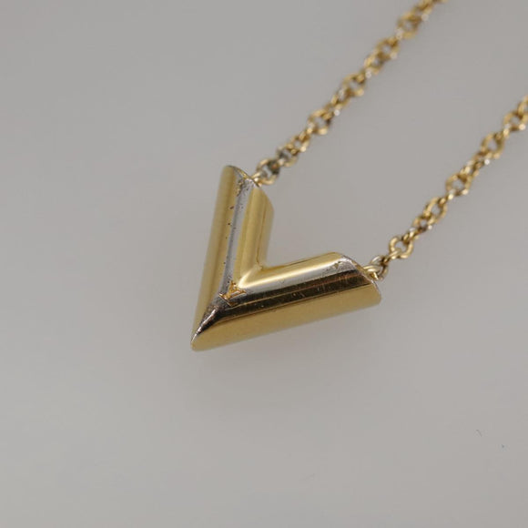 LOUIS VUITTON Essential V Necklace Gold M61083 LV Auth 109660