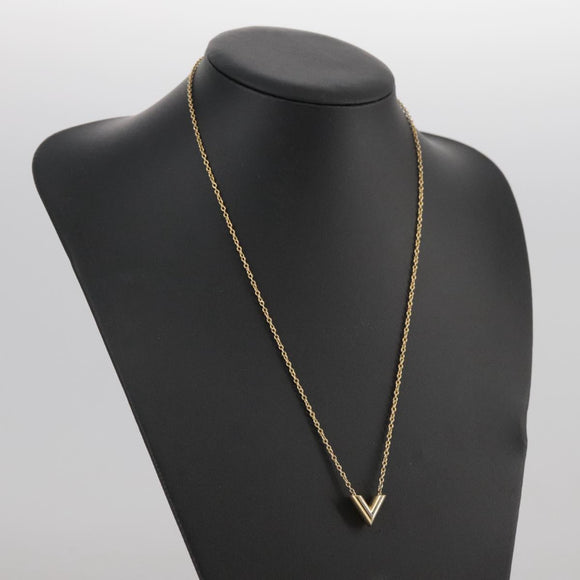 LOUIS VUITTON Essential V Necklace Gold M61083 LV Auth 109660
