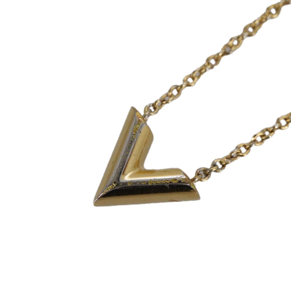 LOUIS VUITTON Essential V Necklace Gold M61083 LV Auth 109660