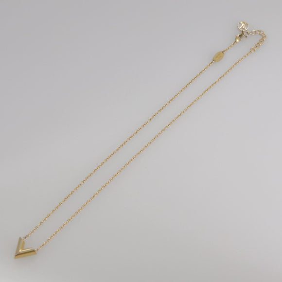 LOUIS VUITTON Essential V Necklace Gold M61083 LV Auth 109660