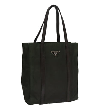 PRADA Hand Bag Nylon Khaki Auth 109677