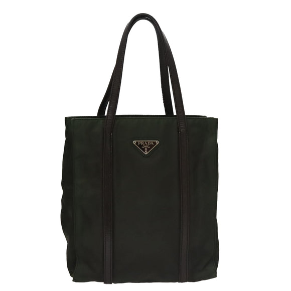 PRADA Hand Bag Nylon Khaki Auth 109677