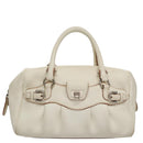 Salvatore Ferragamo Gancini Hand Bag Leather White Silver Auth 109712-13