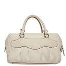 Salvatore Ferragamo Gancini Hand Bag Leather White Silver Auth 109712-2
