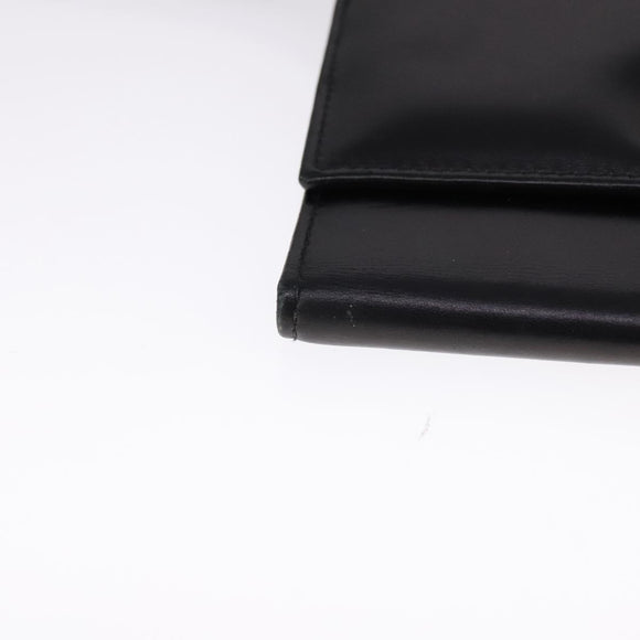 Salvatore Ferragamo Gancini Shoulder Wallet Leather Gold Black Auth 109714