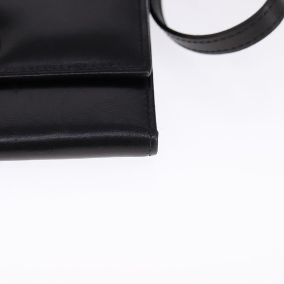 Salvatore Ferragamo Gancini Shoulder Wallet Leather Gold Black Auth 109714