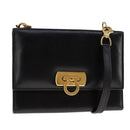 Salvatore Ferragamo Gancini Shoulder Wallet Leather Gold Black Auth 109714-1