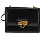 Salvatore Ferragamo Gancini Shoulder Wallet Leather Gold Black Auth 109714-13