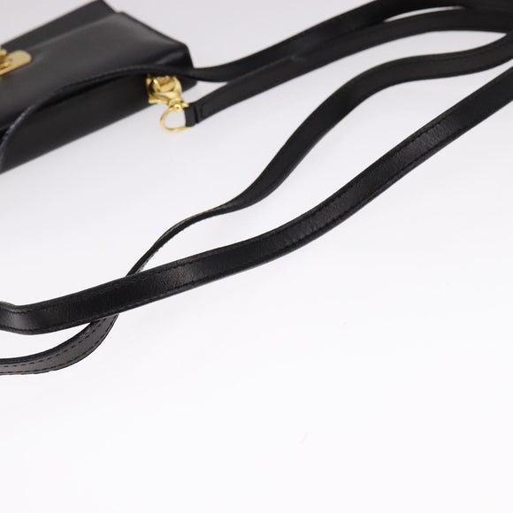 Salvatore Ferragamo Gancini Shoulder Wallet Leather Gold Black Auth 109714