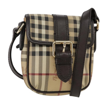 BURBERRY Nova Check Shoulder Bag PVC Leather Beige Auth 109722